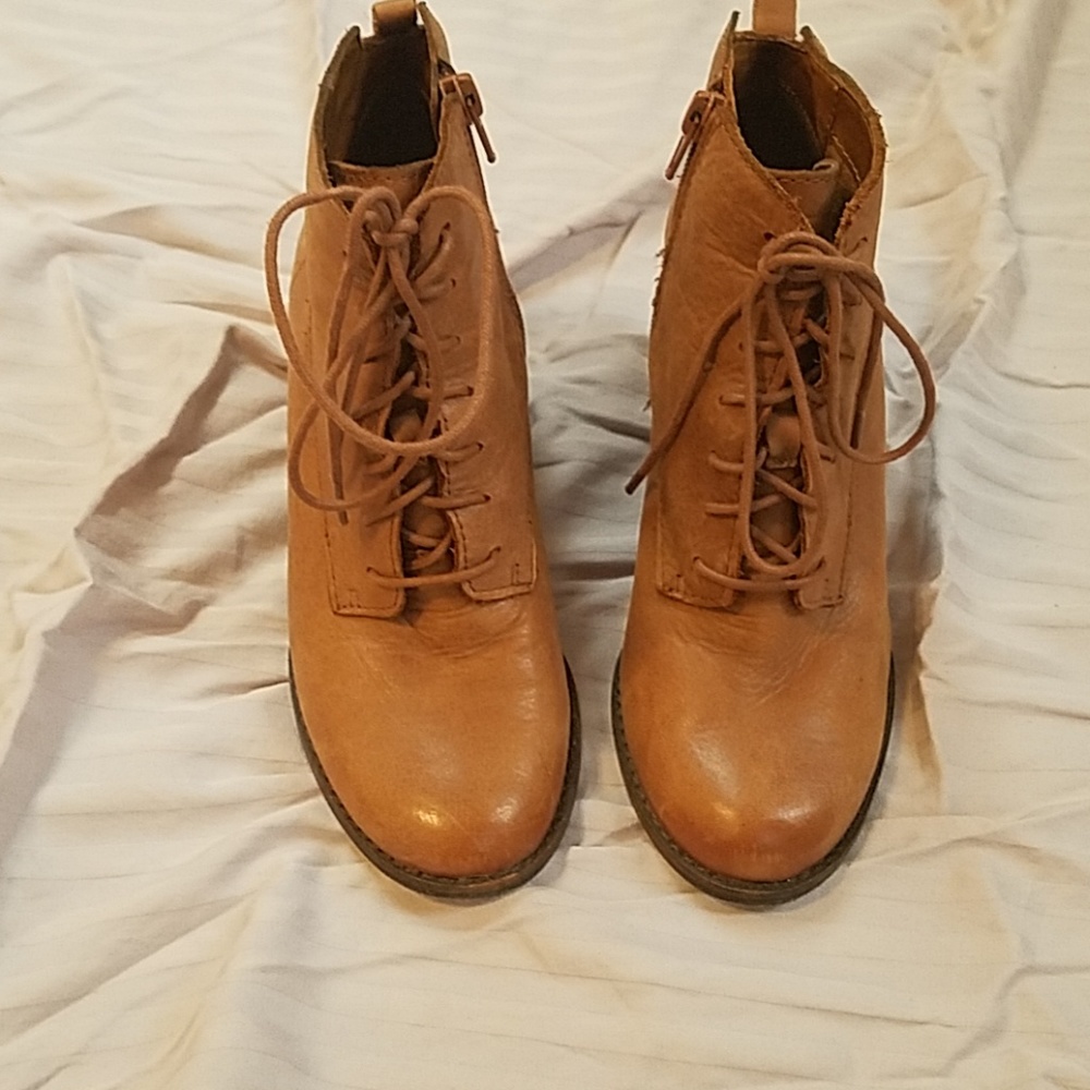 Yoanna Lace Up Brown Wedge Boots